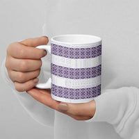 Samoa Siapo Purple Trimmed Ceramic Mug Samoa White Sunday - Polynesian Pride