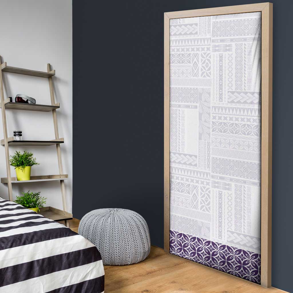 Samoa Siapo Purple Trimmed Door Cover Samoa White Sunday LT01 - Polynesian Pride