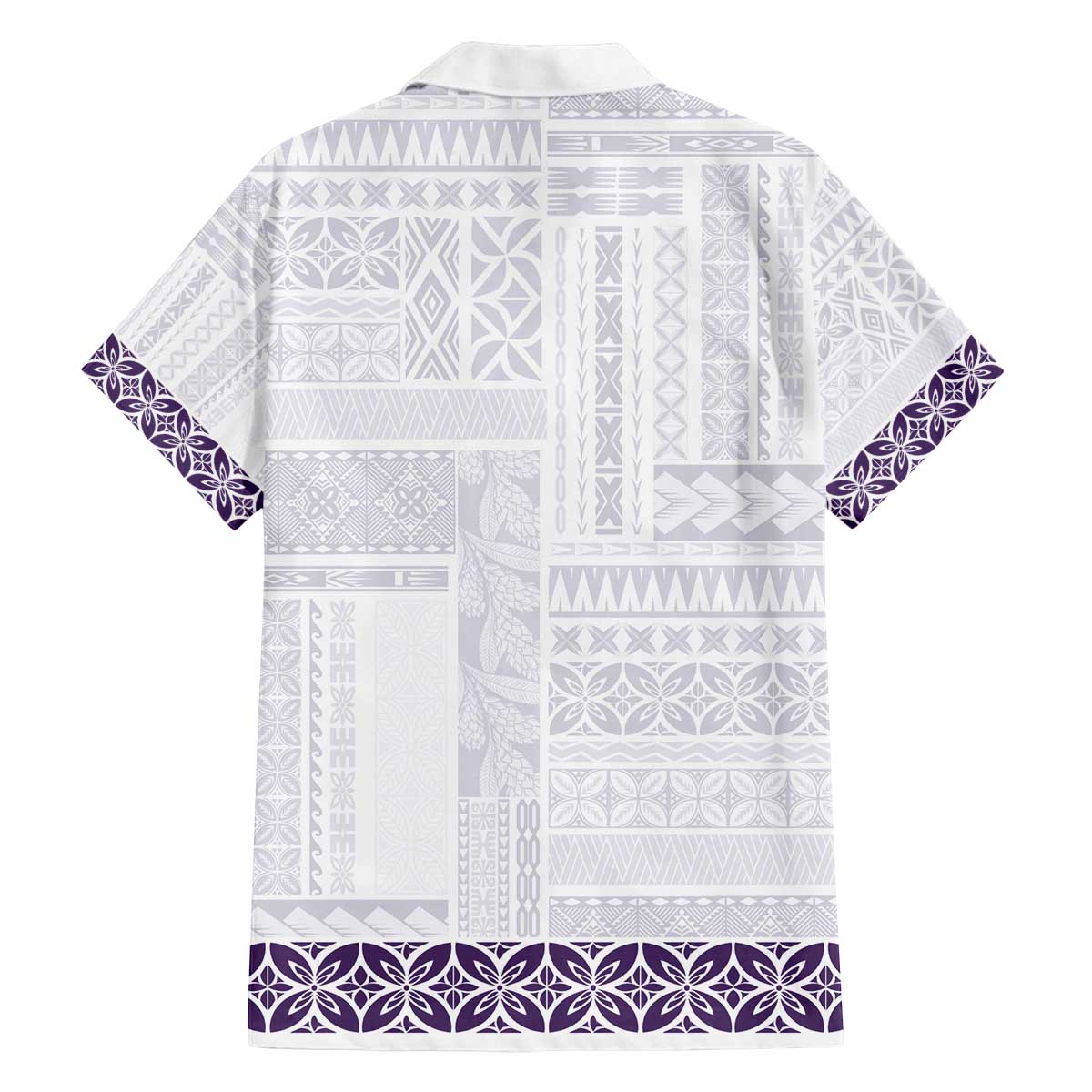 Samoa Siapo Purple Trimmed Family Matching Off The Shoulder Long Sleeve Dress and Hawaiian Shirt Samoa White Sunday - Polynesian Pride