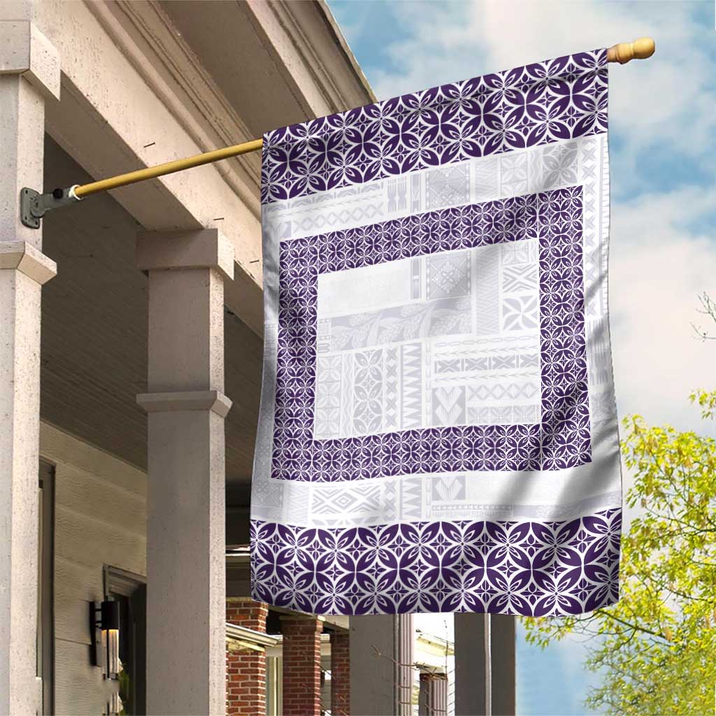 Samoa Siapo Purple Trimmed Garden Flag Samoa White Sunday - Polynesian Pride