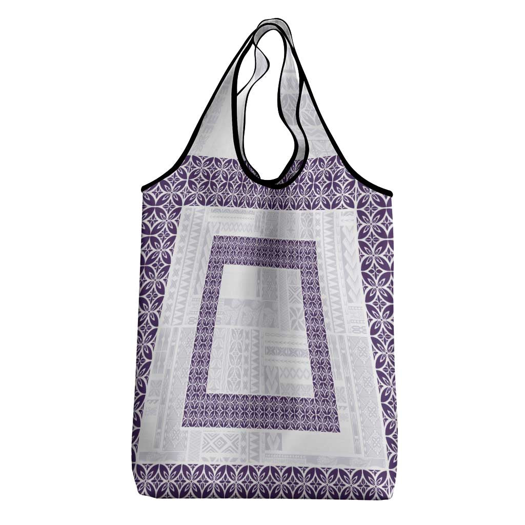 Samoa Siapo Purple Trimmed Grocery Bag Samoa White Sunday - Polynesian Pride