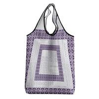 Samoa Siapo Purple Trimmed Grocery Bag Samoa White Sunday - Polynesian Pride
