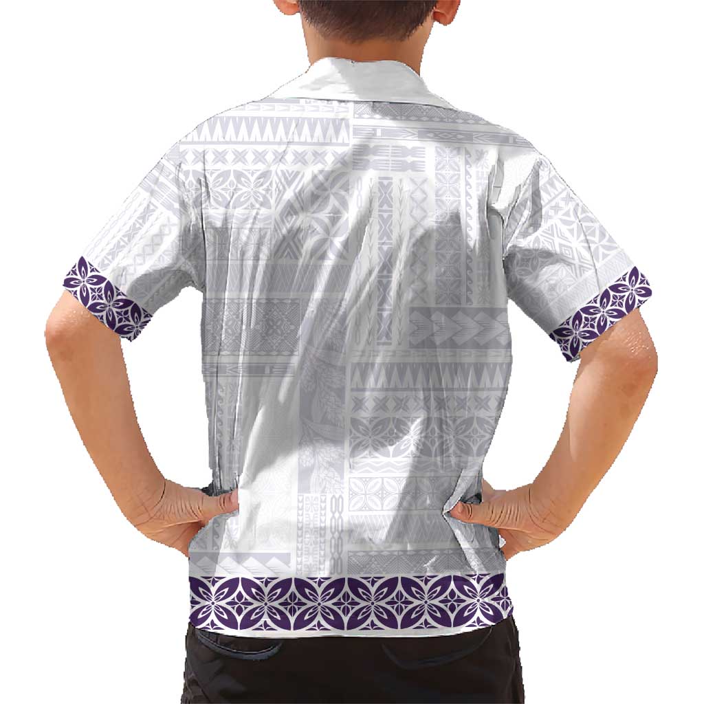 Samoa Siapo Purple Trimmed Hawaiian Shirt Samoa White Sunday - Polynesian Pride