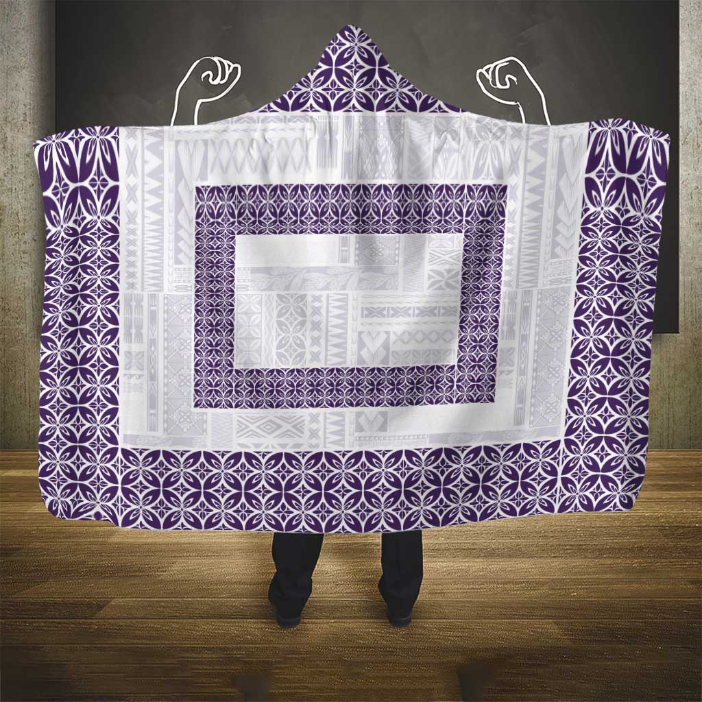Samoa Siapo Purple Trimmed Hooded Blanket Samoa White Sunday - Polynesian Pride
