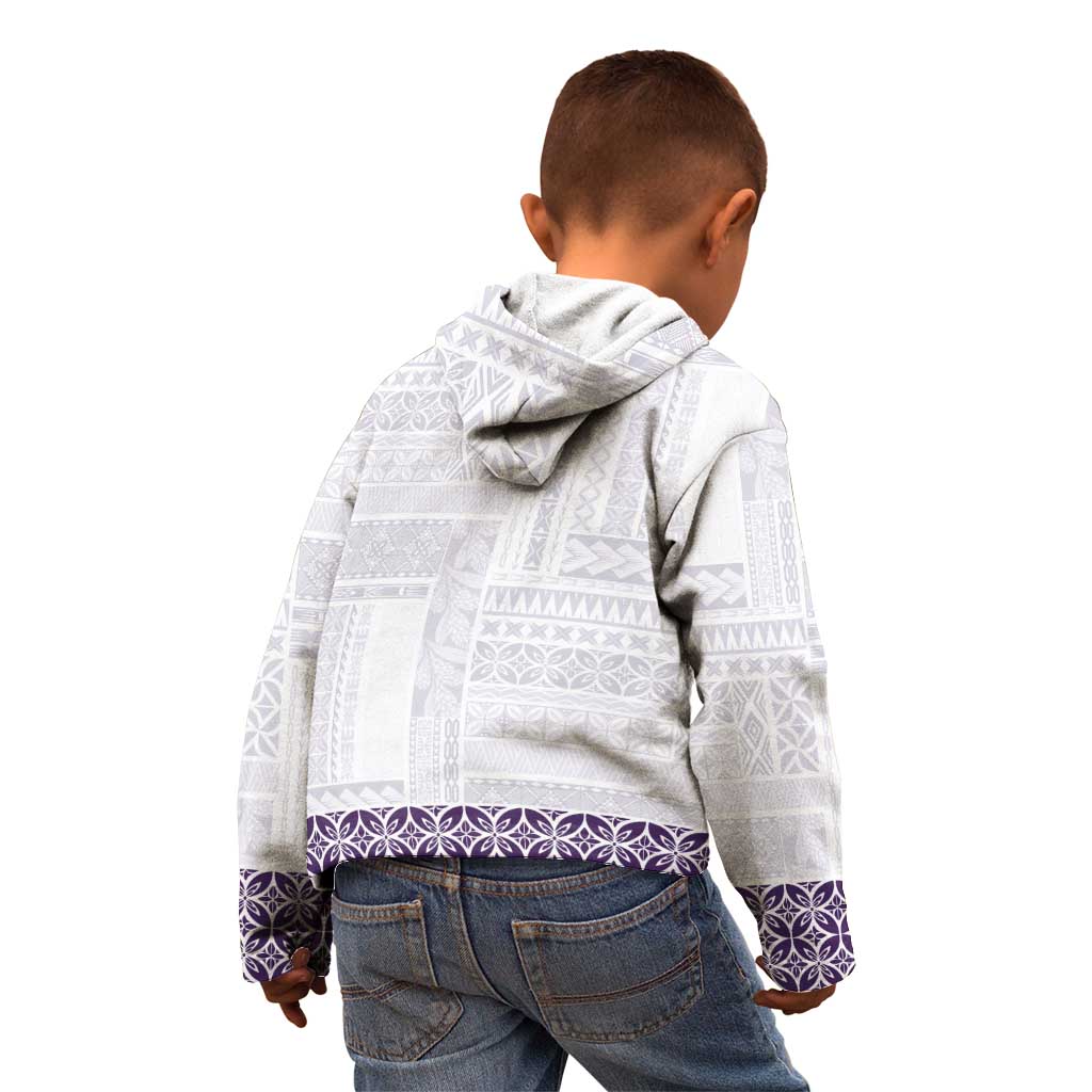 Samoa Siapo Purple Trimmed Kid Hoodie Samoa White Sunday - Polynesian Pride