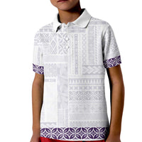 Samoa Siapo Purple Trimmed Kid Polo Shirt Samoa White Sunday - Polynesian Pride