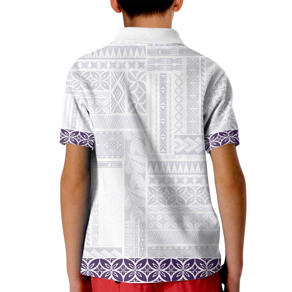 Samoa Siapo Purple Trimmed Kid Polo Shirt Samoa White Sunday - Polynesian Pride