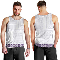 Samoa Siapo Purple Trimmed Men Tank Top Samoa White Sunday - Polynesian Pride