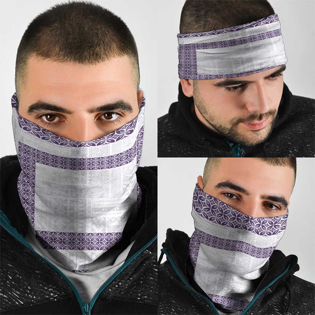 Samoa Siapo Purple Trimmed Neck Gaiter Samoa White Sunday - Polynesian Pride