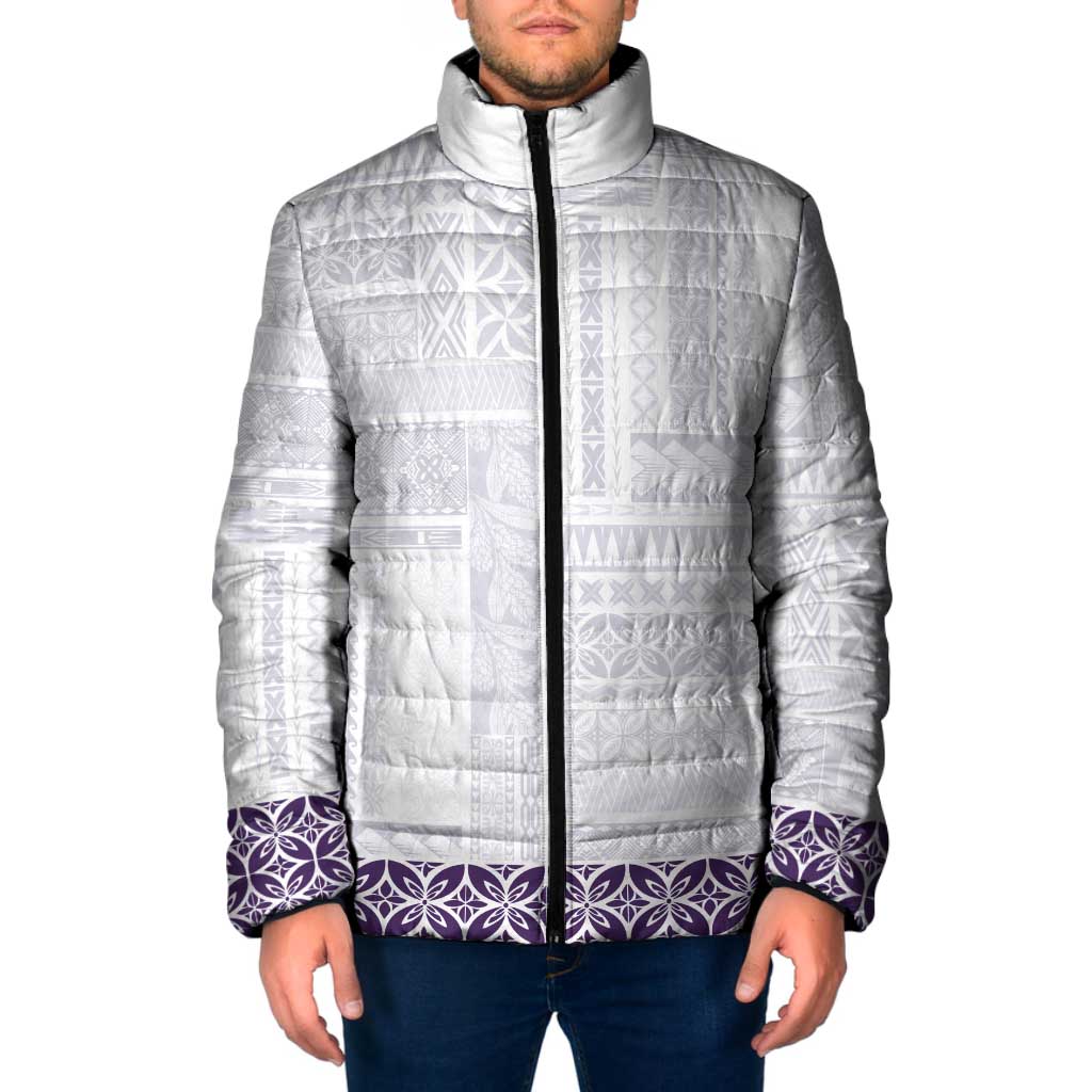 Samoa Siapo Purple Trimmed Padded Jacket Samoa White Sunday LT01 Men Purple - Polynesian Pride
