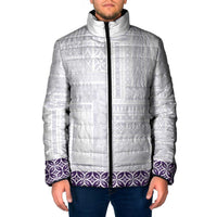 Samoa Siapo Purple Trimmed Padded Jacket Samoa White Sunday LT01 Men Purple - Polynesian Pride