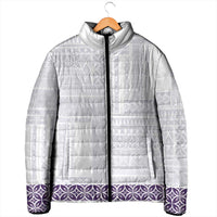 Samoa Siapo Purple Trimmed Padded Jacket Samoa White Sunday LT01 - Polynesian Pride