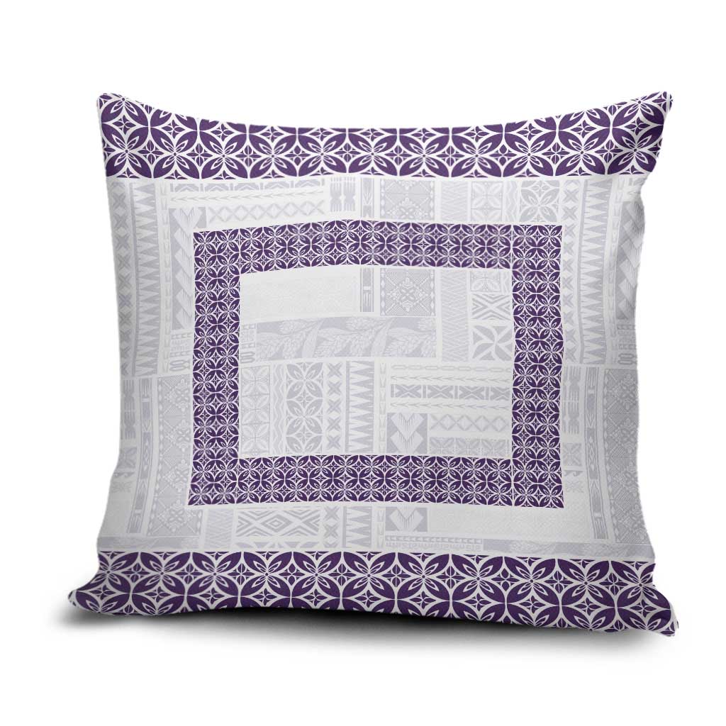 Samoa Siapo Purple Trimmed Pillow Cover Samoa White Sunday - Polynesian Pride