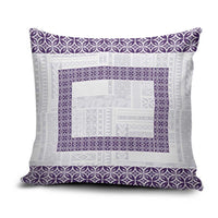 Samoa Siapo Purple Trimmed Pillow Cover Samoa White Sunday - Polynesian Pride