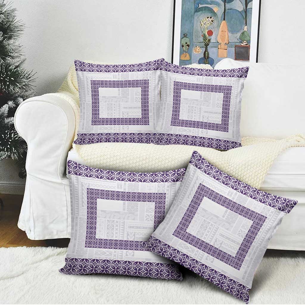 Samoa Siapo Purple Trimmed Pillow Cover Samoa White Sunday - Polynesian Pride