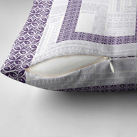 Samoa Siapo Purple Trimmed Pillow Cover Samoa White Sunday - Polynesian Pride