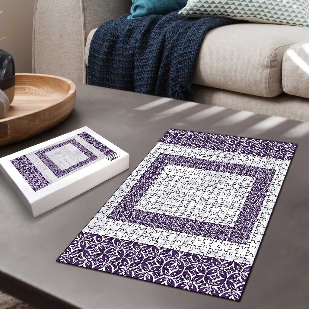 Samoa Siapo Purple Trimmed Puzzle Samoa White Sunday - Polynesian Pride