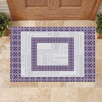 Samoa Siapo Purple Trimmed Rubber Doormat Samoa White Sunday - Polynesian Pride