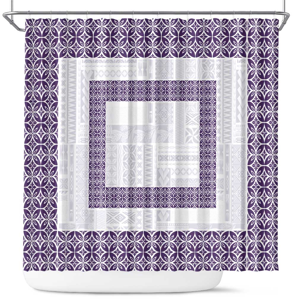 Samoa Siapo Purple Trimmed Shower Curtain Samoa White Sunday - Polynesian Pride