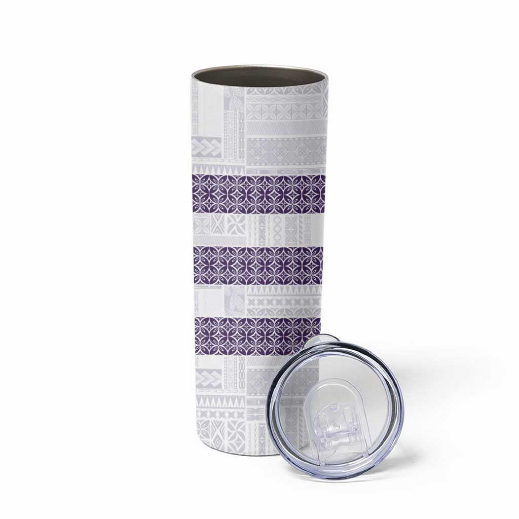 Samoa Siapo Purple Trimmed Skinny Tumbler Samoa White Sunday - Polynesian Pride