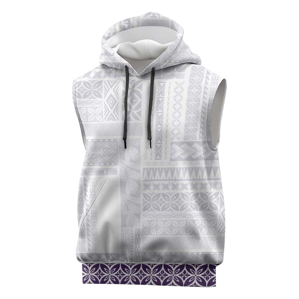 Samoa Siapo Purple Trimmed Sleeveless Hoodie Samoa White Sunday - Polynesian Pride