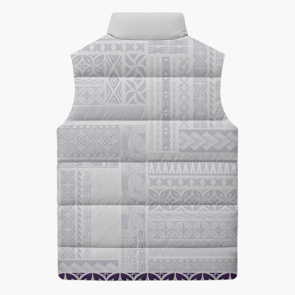 Samoa Siapo Purple Trimmed Sleeveless Puffer Jacket Samoa White Sunday LT01 - Polynesian Pride