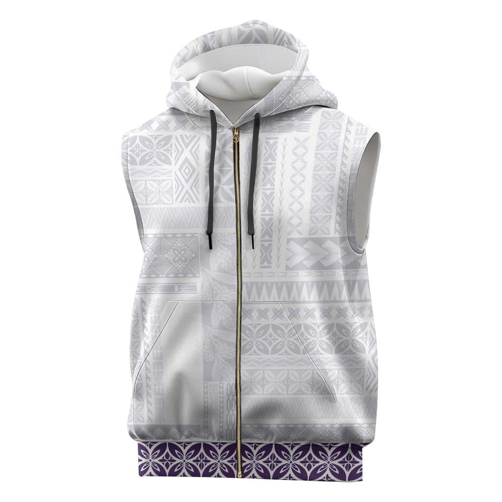 Samoa Siapo Purple Trimmed Sleeveless Zip Hoodie Samoa White Sunday - Polynesian Pride