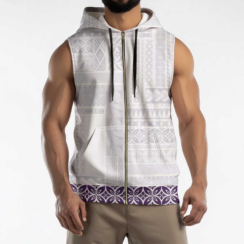 Samoa Siapo Purple Trimmed Sleeveless Zip Hoodie Samoa White Sunday - Polynesian Pride