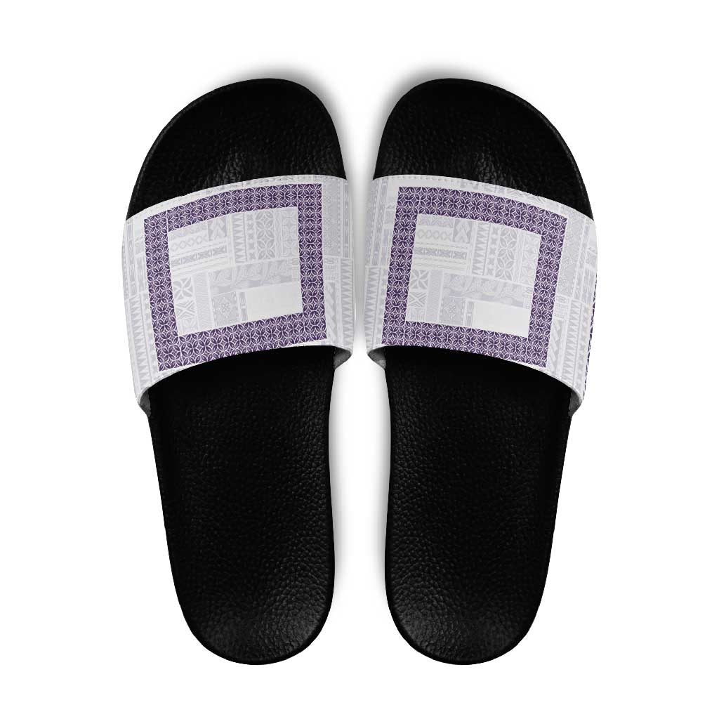 Samoa Siapo Purple Trimmed Slide Sandals Samoa White Sunday - Polynesian Pride