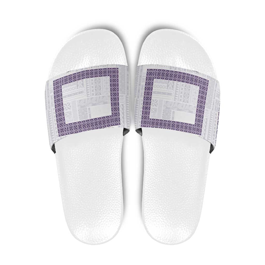 Samoa Siapo Purple Trimmed Slide Sandals Samoa White Sunday - Polynesian Pride
