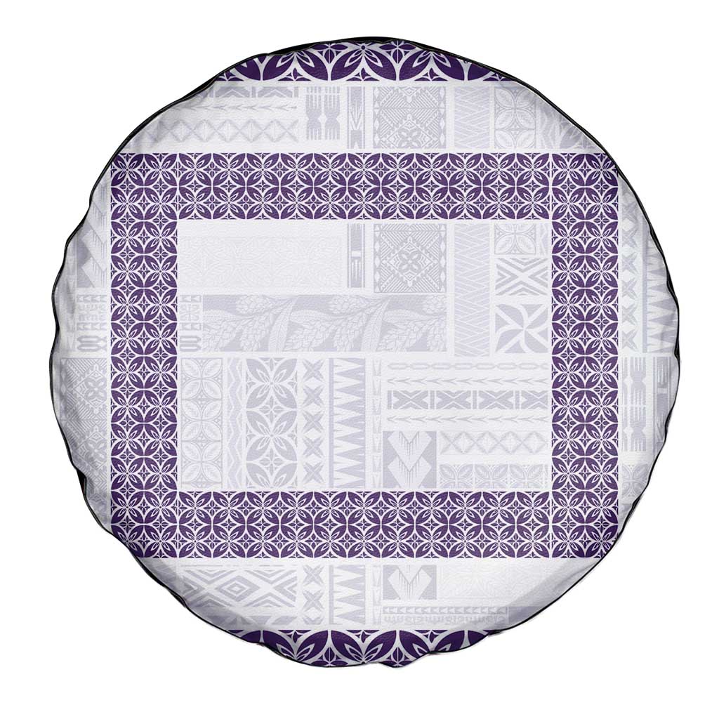 Samoa Siapo Purple Trimmed Spare Tire Cover Samoa White Sunday - Polynesian Pride