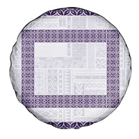 Samoa Siapo Purple Trimmed Spare Tire Cover Samoa White Sunday - Polynesian Pride