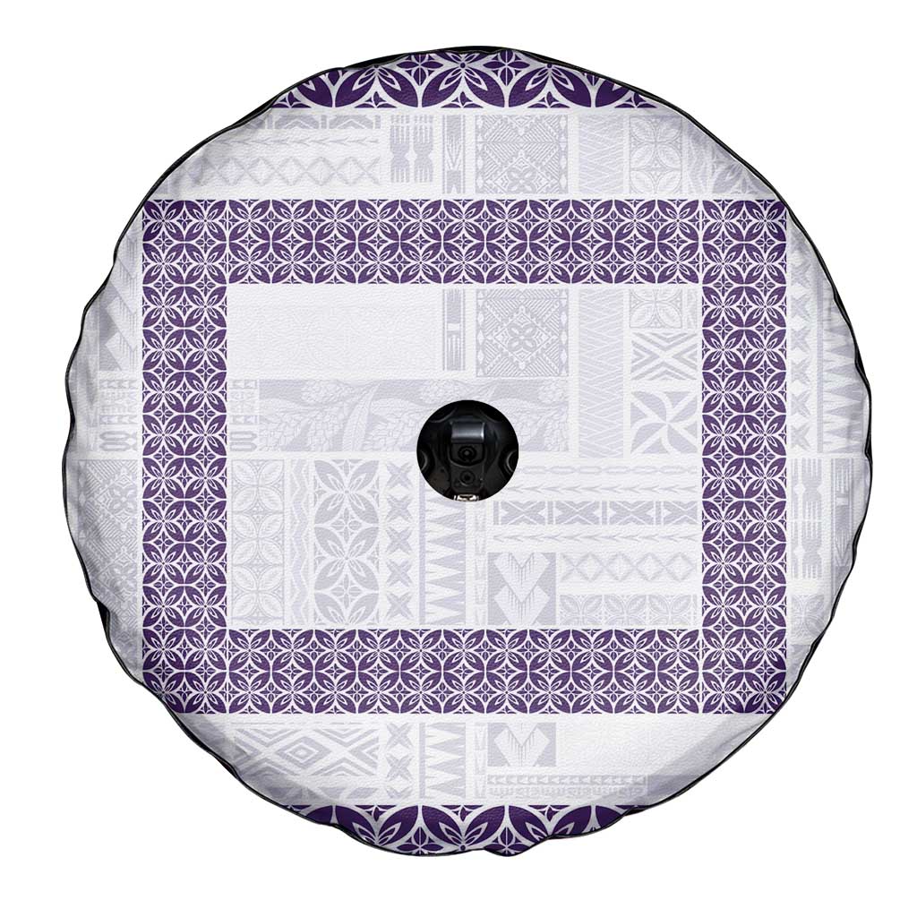 Samoa Siapo Purple Trimmed Spare Tire Cover Samoa White Sunday - Polynesian Pride