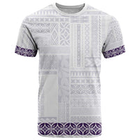Samoa Siapo Purple Trimmed T Shirt Samoa White Sunday - Polynesian Pride