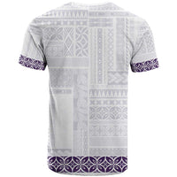 Samoa Siapo Purple Trimmed T Shirt Samoa White Sunday - Polynesian Pride