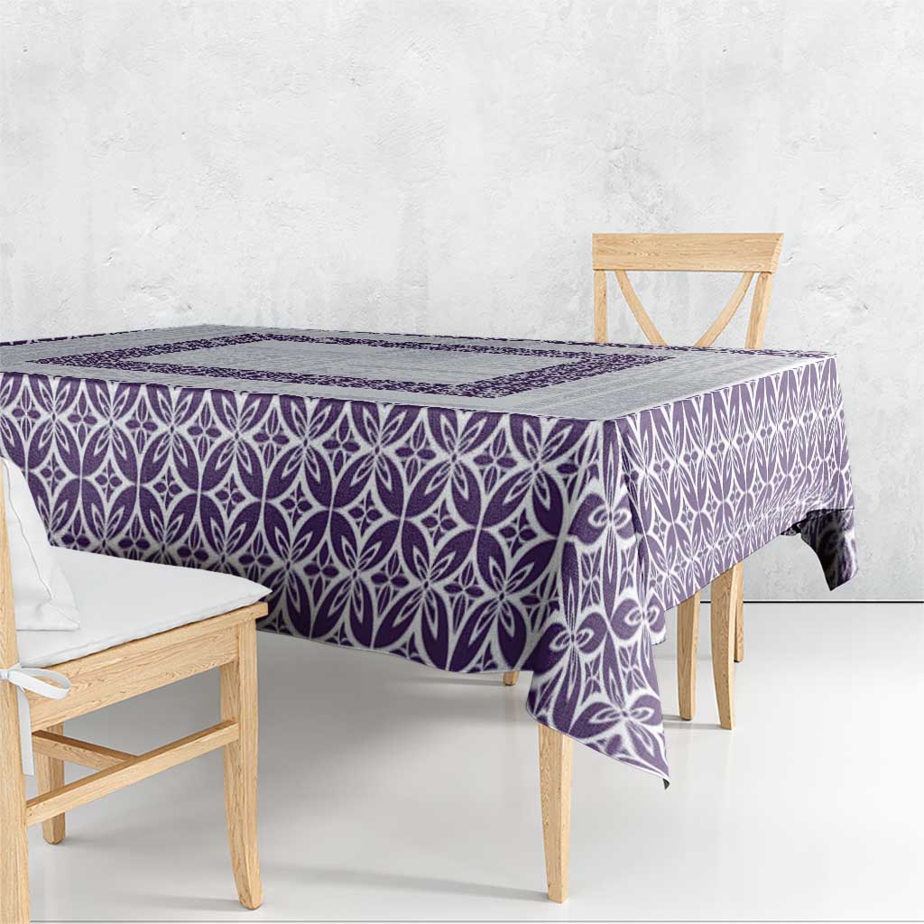 Samoa Siapo Purple Trimmed Tablecloth Samoa White Sunday - Polynesian Pride