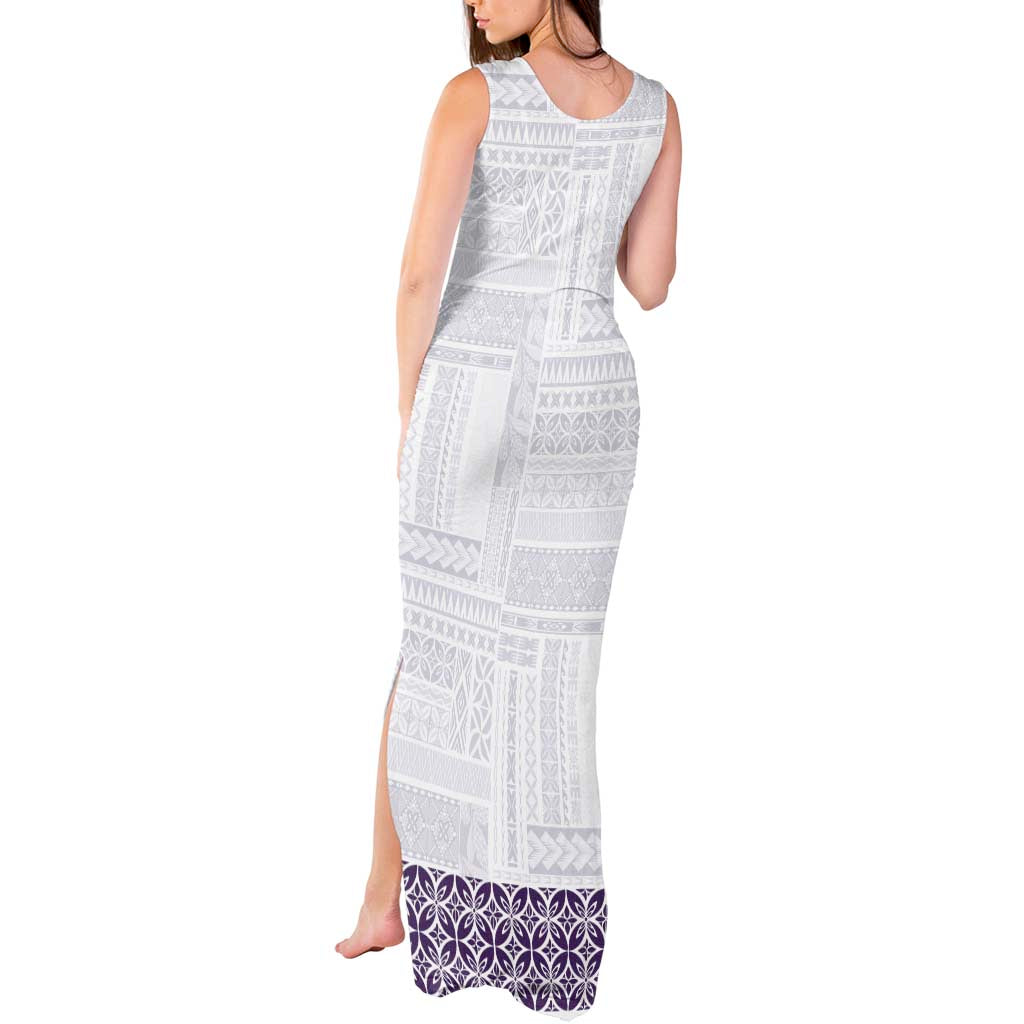 Samoa Siapo Purple Trimmed Tank Maxi Dress Samoa White Sunday - Polynesian Pride