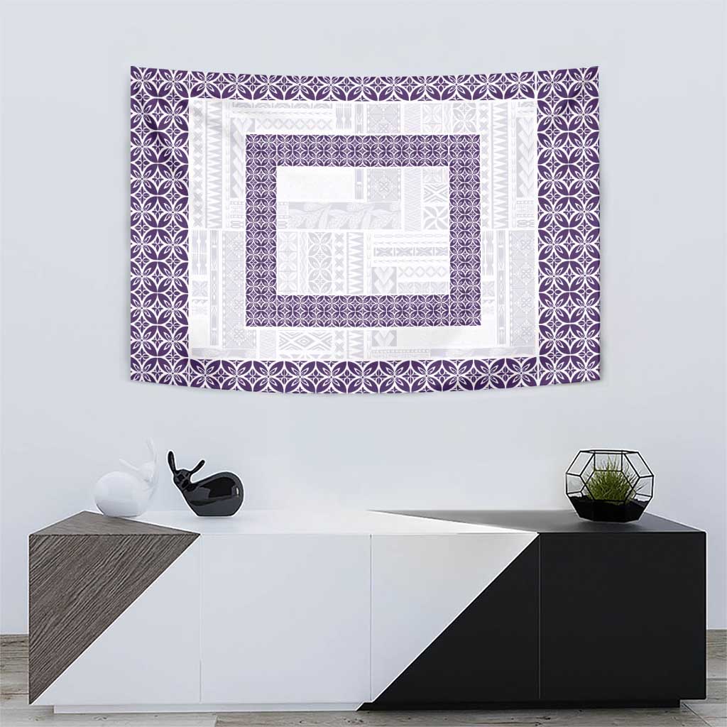 Samoa Siapo Purple Trimmed Tapestry Samoa White Sunday - Polynesian Pride