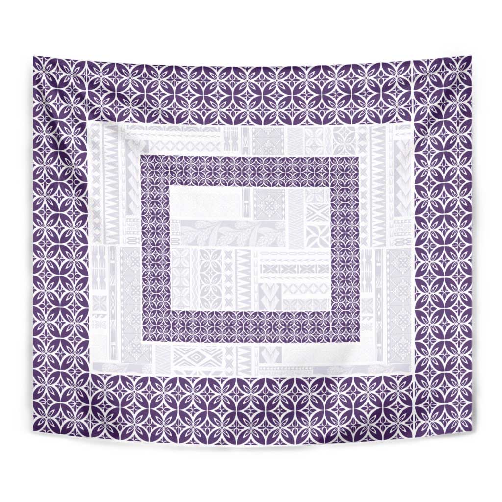 Samoa Siapo Purple Trimmed Tapestry Samoa White Sunday - Polynesian Pride