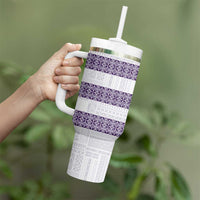 Samoa Siapo Purple Trimmed Tumbler With Handle Samoa White Sunday - Polynesian Pride