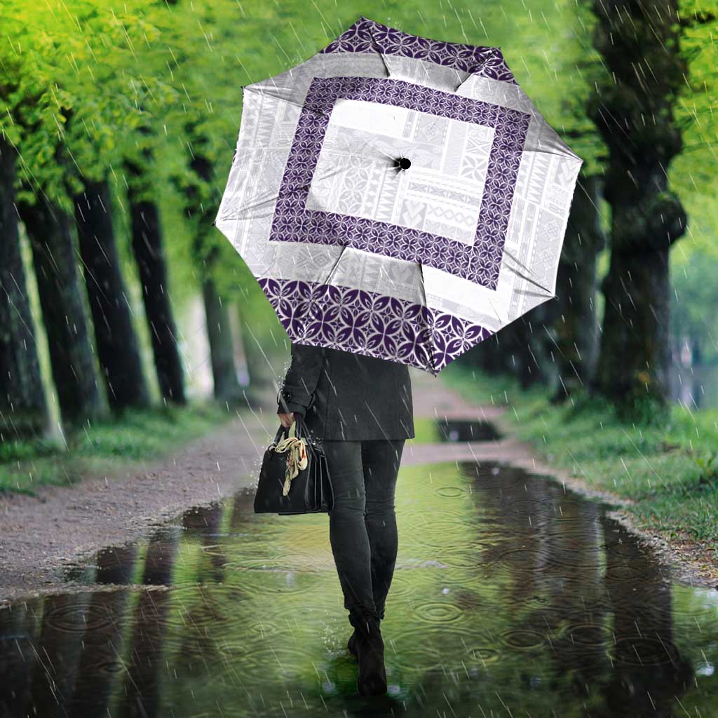 Samoa Siapo Purple Trimmed Umbrella Samoa White Sunday - Polynesian Pride