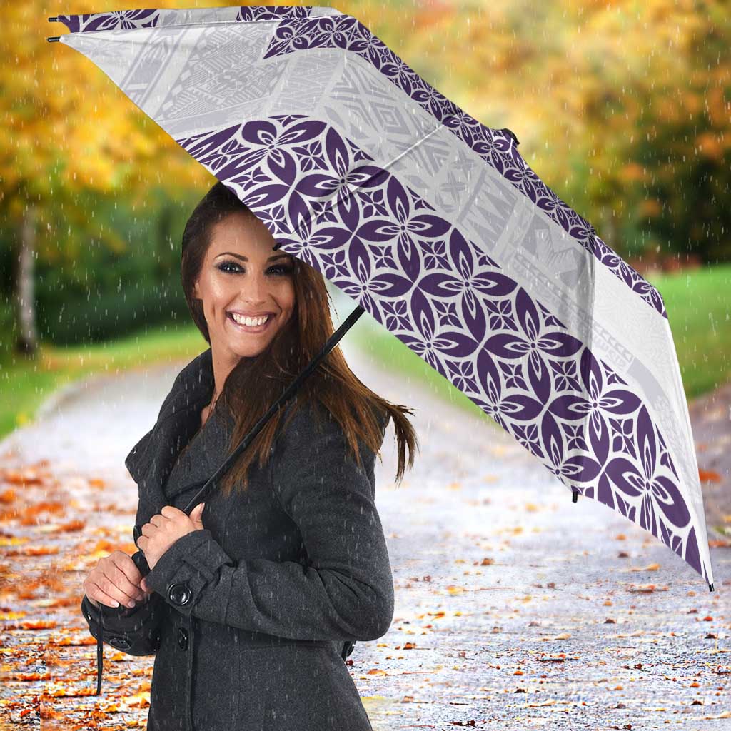 Samoa Siapo Purple Trimmed Umbrella Samoa White Sunday - Polynesian Pride