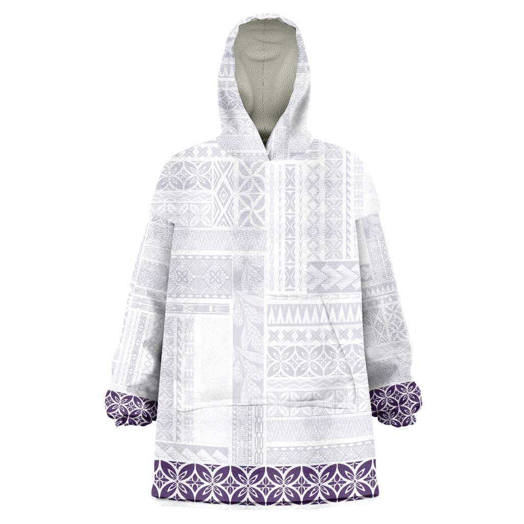 Samoa Siapo Purple Trimmed Wearable Blanket Hoodie Samoa White Sunday LT01 One Size Purple - Polynesian Pride