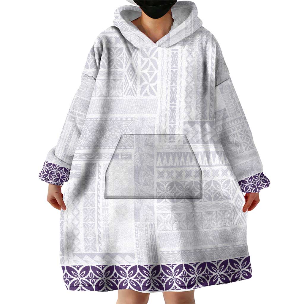 Samoa Siapo Purple Trimmed Wearable Blanket Hoodie Samoa White Sunday LT01 - Polynesian Pride