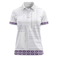 Samoa Siapo Purple Trimmed Women Polo Shirt Samoa White Sunday - Polynesian Pride