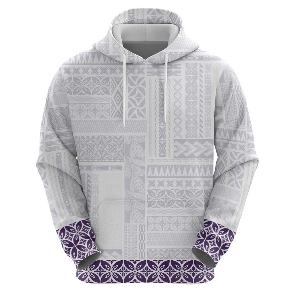 Samoa Siapo Purple Trimmed Zip Hoodie Samoa White Sunday - Polynesian Pride