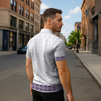 Samoa Siapo Purple Trimmed Zipper Polo Shirt Samoa White Sunday - Polynesian Pride