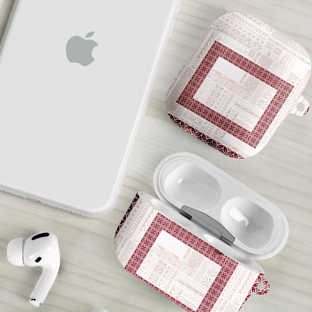 Samoa Siapo Red Trimmed AirPods Case Samoa White Sunday - Polynesian Pride