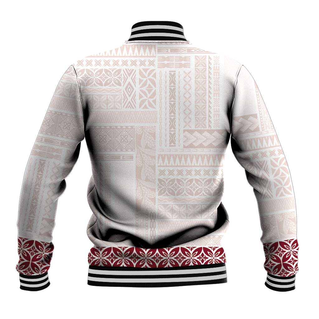 Samoa Siapo Red Trimmed Baseball Jacket Samoa White Sunday LT01 - Polynesian Pride