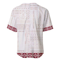 Samoa Siapo Red Trimmed Baseball Jersey Samoa White Sunday - Polynesian Pride